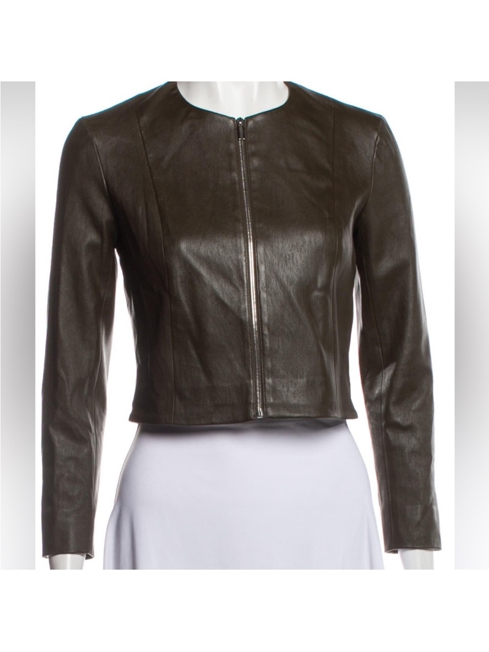 The Row Dark Brown Leather Zip-Front Jacket